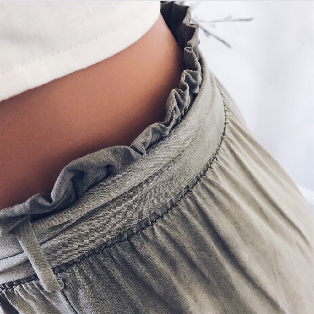 Wide Leg Slit Front Silk Pants Acid Wash Gray, Tie - Picture 2 of 7